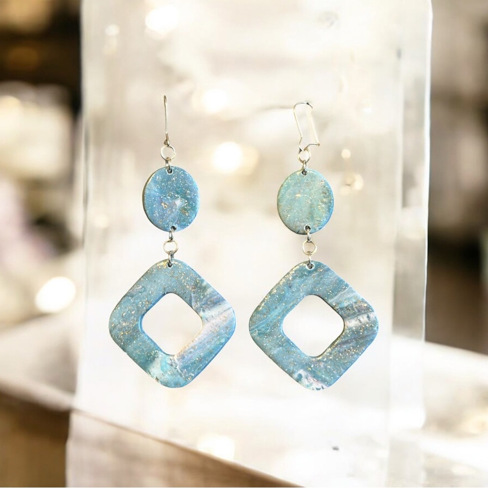 Chic Blue Geometric Earrings